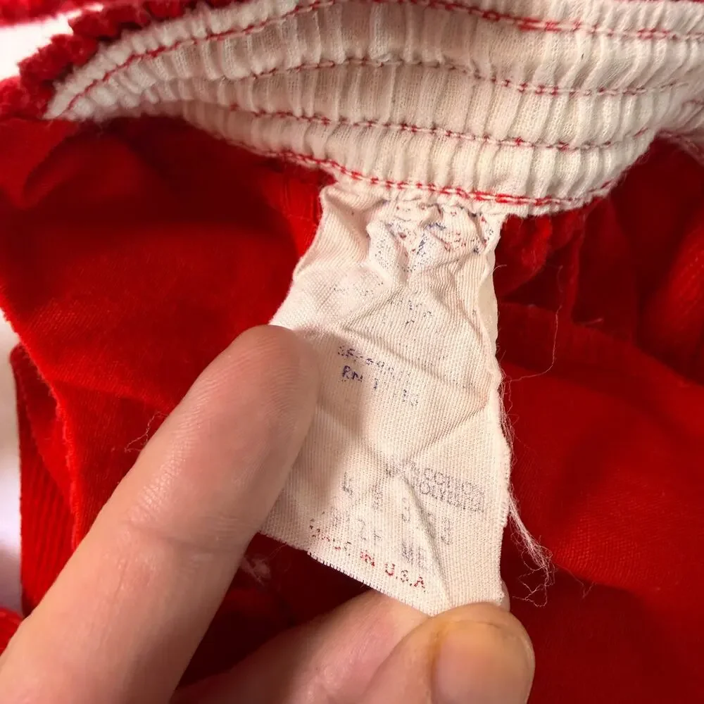 Vintage 70s Union Underwear Company Puppy Dog Red Corduroy Overalls Sz M